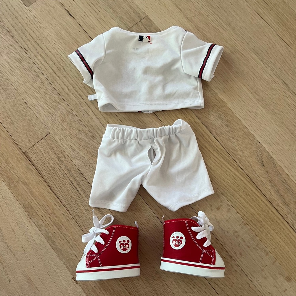 Build A Bear MLB Atlanta Braves Baseball Uniform Jersey‎ Pants Shoes Set - Picture 2 of 5